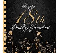 Happy 18th Birthday Guestbook: Elegant Black and Gold Binding I For 90 Guests I For written Wishes and the most beautiful Photos I Square Format I Softcover I 18th Birthday Gift Idea