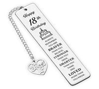 Happy 18th Birthday Inspirational Bookmark, Double Sided Engraved Personalised Bookmarks with Gift Box, Kids Book Mark Gifts with Inspirational Words for 18 Year Old Girls, Boys, Book Lovers