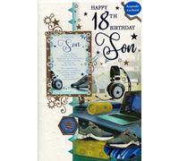 Happy 18th Birthday Son Card with Keepsake Card Attached - Special Son 18th Birthday Card, 9x6 Inch Premium Greeting Card for Teenage Boy, Meaningful Message, Milestone Birthday Gift Card