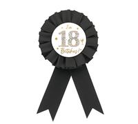 Happy 18th Birthday Tinplate Badge Pin, It's My 18th Birthday Button Pin, Black Rosette Happy Birthday Badge Pin for Boy/Girl, Diamond Brooch Buttons for Eighteen Birthday Party to Wear