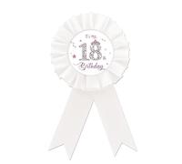 Happy 18th Birthday Tinplate Badge Pin, It's My 18th Birthday Button Pin, Purple Crown Happy Birthday White Rosette Badge Pin for Girl, Diamond Brooch Buttons for Eighteen Birthday Party