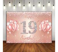 Happy 19th Birthday Princess Cake Background Boy Born Photography Props Golden Gender Reveal Party Print Wall Decorations Backdrop Party Background Red Balloon