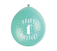Happy 1st Birthday Assorted Colors Latex Balloons (22cm) Pack of 10 - Festive & Fun Party Decorations, Pink