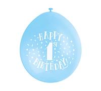 Happy 1st Birthday Blue Latex Balloons (22cm) Pack of 10 - Festive & Fun Party Decorations