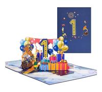 Happy 1st Birthday Pop-Up Greeting Card,Navy Blue Birthday Cards 3D Pop Up Cards,Pop up Happy Birthday Card Greeting Cards With Envelopes 3D Pop Up Birthday Cards for Him Her Boy Kids Birthday Gifts