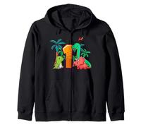 Happy 1st Birthday T-Rex Triceratops Dinosaur 1 Year Dino Zip Hoodie