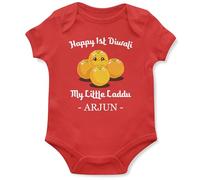 Happy 1st Diwali Personalised Babygrow for Baby Boy Girl First My Little Laddu Hinduism Hindu Celebrations Babies Vest, 3-6 Months, Red