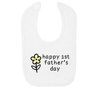 Happy 1st Father's Day Flower [FD19] Cotton Baby bib - White