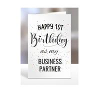 Happy 1st First Birthday as my Business Partner card, gifts for men, women, greetings card, presents for Christmas, A5-138_40