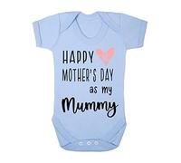 Happy 1st Mother's Day as my Mummy (pink heart) [MDB23] baby grow vest, 0-3 months, Pastel Blue