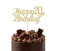Happy 20th Birthday Cake Topper - Glitter Gold Twenty Birthday Cake Decorating Supplies, 20th Anniversary/Cheers to 20 Years/ 20 Fabulous (Happy Birthday 20th)