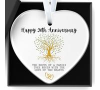 Happy 20th Wedding Anniversary Decorations Gifts Ceramics Hanging Heart Plaque The Roots Of A Family Tree Begin With The Love Of Two Hearts for Mr and Mrs Parents Dad Mum Golden Anniversary Decor Gift