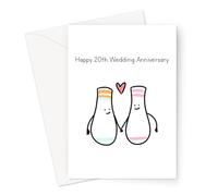 Happy 20th Wedding Anniversary Greeting Card | China Wedding Anniversary Card, Two China Vases in Love, for Spouse, Married Twenty Years