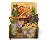 Happy 21st Birthday Flowers 3D Pop Up Greeting Card by Alljoy Cards MN037