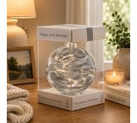 Happy 21st Birthday Gift - 10cm Diamond Glass Friendship Ball - Handcrafted Keepsake Ornament for Her or Him - Milestone 21st Birthday Present with Gift Box