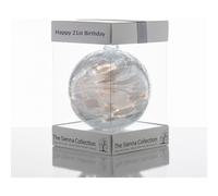 Happy 21st Birthday Gift - 10cm Diamond Glass Friendship Ball - Handcrafted Keepsake Ornament for Milestone Birthday