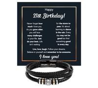 Happy 21st Birthday Gifts for Boy | Cuban Bracelet Gift From Mom & Dad | Birthday Bracelet Gifts for Son, Grandson, Nephew, Boyfriend With Heartfelt Message Card & Gift Box, Faux Leather, No Gemstone