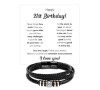 Happy 21st Birthday Gifts for Boy | Cuban Bracelet Gift From Mom & Dad | Birthday Bracelet Gifts for Son, Grandson, Nephew, Boyfriend With Heartfelt Message Card & Gift Box, 8.3 inches or 21 cm