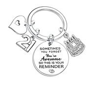 Happy 21st Birthday Keychain Gifts for Women & Men - Inspirational Keyring for Mum, Dad, Sister, Brother & Friends - BBF Birthday Keyring