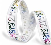 Happy 21st Birthday Satin Ribbon 25mm x 2m - Gift Wrapping & Cake Decor | White & Multi Colour Ribbon Sold in 2 metre lengths, ideal for bday presents, party decor, greeting cards, balloons, crafts