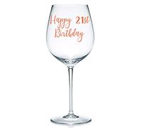 Happy 21st Birthday Vinyl Sticker Decal Transfer Label for Glasses, Mugs, Bottle. Celebrate, Party. Gift Bag, Box (Small - 3cm Tall Capital Letter Height, White)