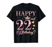 Happy 22nd Birthday 22 Years Old Men Women Birthday Party T-Shirt