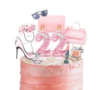 Happy 22nd Birthday Cake Toppers, 22nd Birthday Candles Pink Number 22 Candles for Birthday Cake - Personalised Age 22 Cake Toppers & Candles, 22nd Birthday Cake Decorations for Her Women