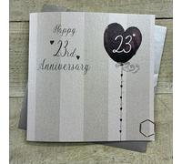 Happy 23rd Anniversary Card. Stripes & Heart Balloon Design. Hand decorated with Glitter & Gems. (DH23)