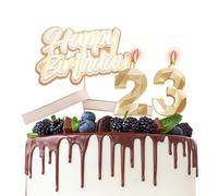 Happy 23rd Birthday Cake Topper, 23rd Birthday Candles Gold Number 23 Candles for Birthday Cake - Personalised Age 23 Cake Topper & Candles, 23rd Birthday Cake Decorations for Her Women