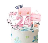 Happy 24th Birthday Cake Toppers Birthday Candles Pink Number 24 Candles for Birthday Cake - Personalised Age 24 Cake Toppers & Candles, 24th Birthday Cake Decorations for Her Women