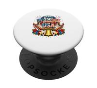 Happy 250th Birthday USA 4th July US Flag Harps Instrument PopSockets Adhesive PopGrip