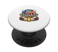 Happy 250th Birthday USA 4th July US Flag Turtles Floral PopSockets Adhesive PopGrip