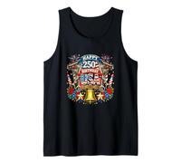 Happy 250th Birthday USA Floral 4th July US Flag Barber Tank Top