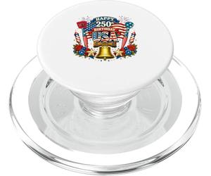 Happy 250th Birthday USA Floral 4th July US Flag Lunch Lady PopSockets PopGrip for MagSafe