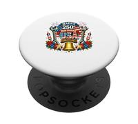 Happy 250th Birthday USA Floral 4th July US Flag Mechanic PopSockets Adhesive PopGrip