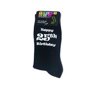 Happy 25th Birthday Black Mens Socks for 25th Birthday Present