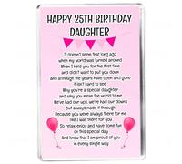 Happy 25th Birthday Daughter - Fun Pink Balloon Design - Keepsake Verse - Fridge Magnet - Sentimental Gift for Her