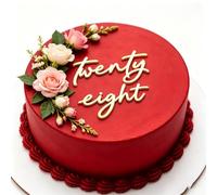 Happy 28th Birthday Cake Topper, Gold Acrylic Twenty-Eight Cake Drcoration Anniversary Cake Charm Decor for Women Men Party Supplies, 5.1x5.5 inches