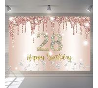 Happy 28th Birthday Decorations for Women, Happy 28 Years Old Party Sign Poster Backdrop Banner, 28th Birthday Rosegold Photography Background Party Supplies Welcome Sign, 150cm x 90cm