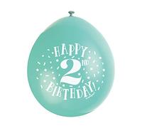 Happy 2nd Birthday Assorted Colors Latex Balloons (22cm) Pack of 10 - Festive & Fun Party Decorations, Purple