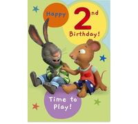 Happy 2nd Birthday Card, Time to Play, Bunny and Mouse Characters, Children's Age 2 Greeting Card Pip and Posy