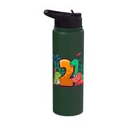Happy 2nd Birthday T-Rex Triceratops Dinosaur 2 Years Dino Stainless Steel Insulated Water Bottle