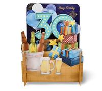 Happy 30th Birthday Beer & Presents 3D Pop Up Greeting Card by Alljoy Cards MN038