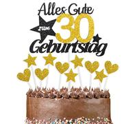 Happy 30th Birthday Cake Decoration, Gold and Black, Cake Decoration, Cake Topper 30 Years for Men & Women Birthday Party Anniversary Cake Decoration Supplies