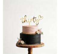 Happy 30th Birthday Cake Topper - Gold Acrylic "Thirty" Cake Topper for 30th Milestone Birthday Anniversary, Dirty 30 Party Decorations for Him & Her (style-2)