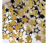 Happy 30th Birthday Confetti 30g 30th Anniversary Glitter Foil Table Scatter Decorations Sequins for 30 Years Birthday Table Confetti Party Decoration Black Gold Star