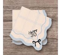 Happy 30th Birthday Paper Party Napkins - Elegant Black Bow Design - 30th Birthday Tableware & Decorations - Pack of 12