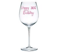 Happy 30th Birthday Vinyl Sticker Decal Transfer Label for Glasses, Mugs, Bottle. Celebrate, Party. Gift Bag, Box (Small - 3cm Tall Capital Letter Height, Hot Pink)
