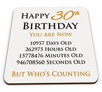 Happy 30th Birthday You are Now Days Hours Minutes Seconds Old Novelty Glossy Mug Coaster - Orange