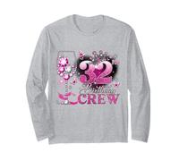Happy 32nd Birthday Crew Pink Wine 32 Years Old Queen Long Sleeve T-Shirt